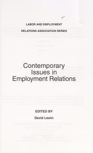 Tapa de Contemporary issues in employment relations