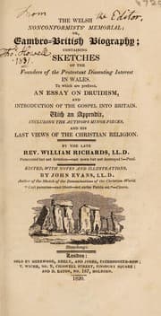 Tapa de The Welsh Nonconformists' memorial; or, Cambro-British biography; containing sketches of the founders of the Protestant dissenting interest in Wales. To which are prefixed, an essay on Druidism, and introduction of the Gospel into Britain. With an Appendix, including the author's minor pieces and his last views of the Christian religion