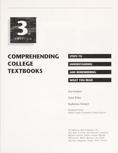 Tapa de Comprehending College Textbooks