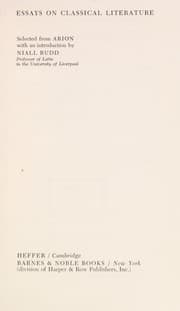 Tapa de Essays on classical literature