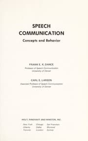 Tapa de Speech communication; concepts and behavior