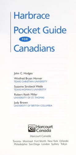 Tapa de Harbrace pocket guide for Canadians