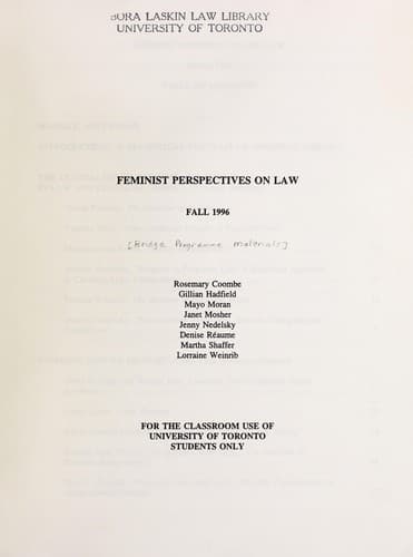 Tapa de Feminist perspectives on law