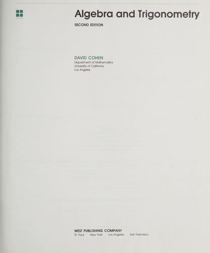 Tapa de Algebra and Trigonometry Secon D Edition