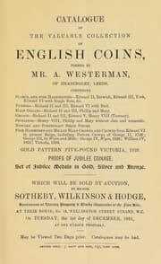 Tapa de Catalogue of the valuable collection of English coins, formed by Mr. A. Westerman, of Headingly, Leeds, comprising ... proofs of Jubilee coinage, set of Jubilee medals ...