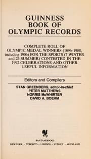 Tapa de Guinness book of Olympic records