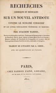 Tapa de Recherches chimiques et médicales sur un nouvel antidote contre le sublimé corrosif et les autres préparations vénéneuses du mercure