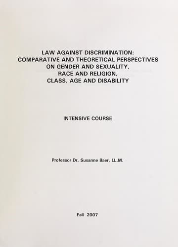 Tapa de Law against discrimination