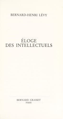 Tapa de Eloge des intellectuels