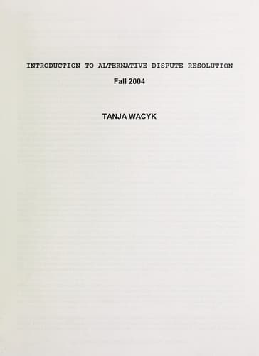 Tapa de Introduction to alternative dispute resolution