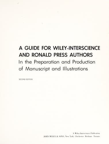 Tapa de A guide for Wiley-Interscience and Ronald Press authors