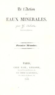 Tapa de De l'action des eaux minÃ©rales