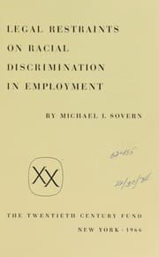 Tapa de Legal restraints on racial discrimination in employment