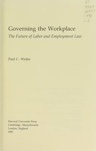 Tapa de Governing the workplace