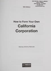 Tapa de How to form your own California corporation
