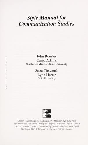 Tapa de Style manual for communication studies