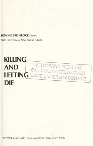Tapa de Killing and letting die
