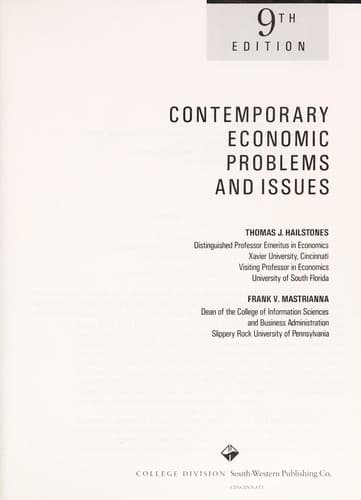 Tapa de Contemporary economic problems and issues