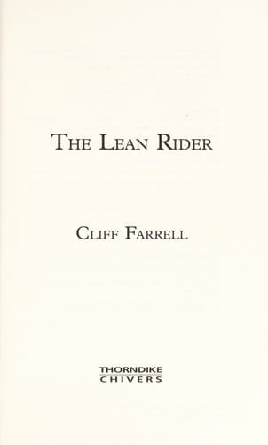 Tapa de The lean rider