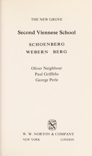 Tapa de The new Grove Second viennese School
