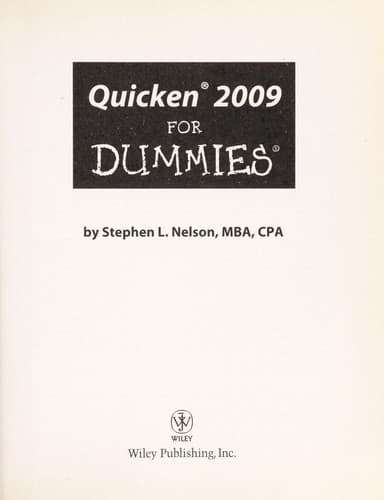 Tapa de Quicken 2009 for dummies