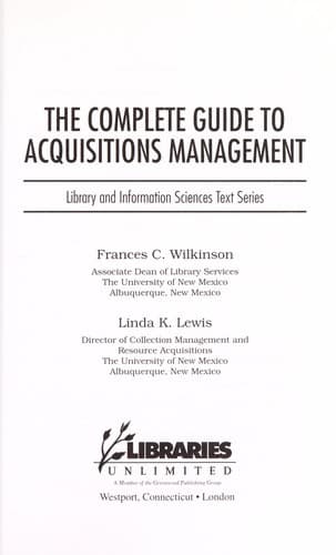 Tapa de The complete guide to acquisitions management