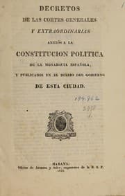 Tapa de Decretos de las cortes generales y extraordinarias