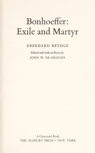 Tapa de Bonhoeffer, exile and martyr