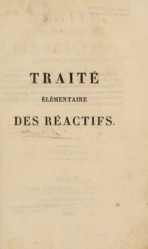Tapa de Traité élémentaire des réactifs