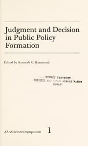 Tapa de Judgment and decision in public policy formation