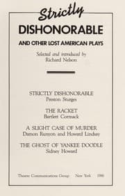 Tapa de Strictly dishonorable & other lost American plays