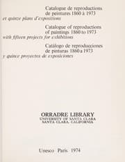 Tapa de Catalogue de reproductions de peintures 1860 à 1973 et quinze plans d'expositions =