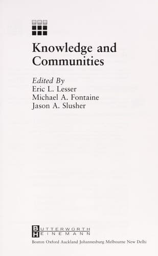 Tapa de Knowledge and communities