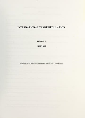 Tapa de International trade regulation