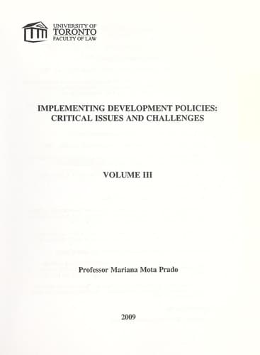 Tapa de Implementing development policies