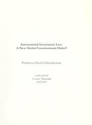 Tapa de International investment law