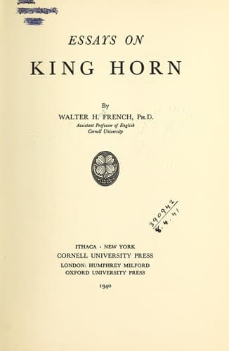 Tapa de Essays on King Horn ...