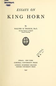 Tapa de Essays on King Horn ...