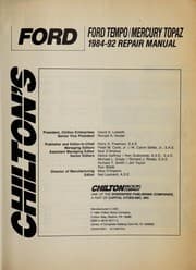 Tapa de Chilton's Ford--Ford Tempo/Mercury Topaz 1984-92 repair manual
