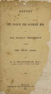 Tapa de Report on the search for Sanskrit manuscripts in the Bombay Presidency during the year 1882-83