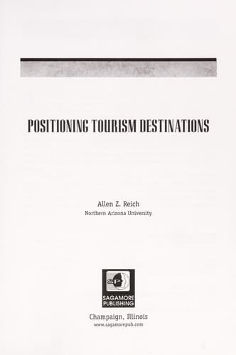 Tapa de Positioning tourism destinations