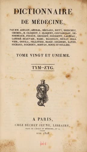 Tapa de Dictionnaire de mÃ©decine