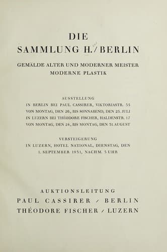 Tapa de Die Sammlung H., Berlin