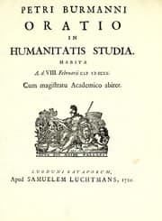 Tapa de Petri Burmanni Oratio in humanitatis studia