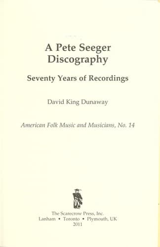 Tapa de A Pete Seeger discography