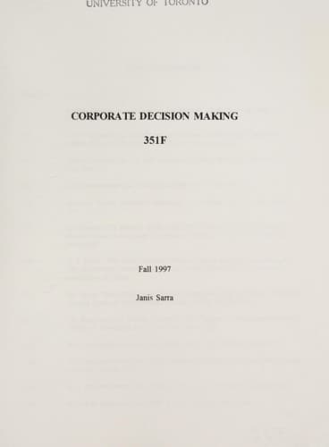 Tapa de Corporate decision making (351F)