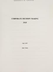 Tapa de Corporate decision making (351F)