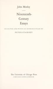 Tapa de Nineteenth Century Essays (Classics of British Historical Literature)