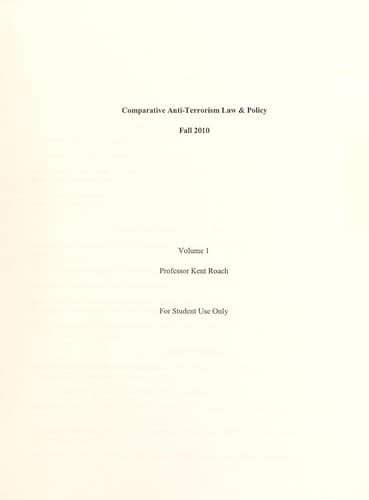 Tapa de Comparative anti-terrorism law & policy