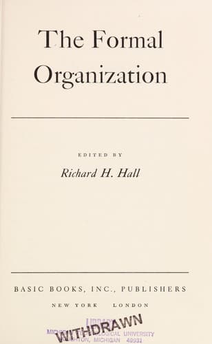Tapa de The formal organization